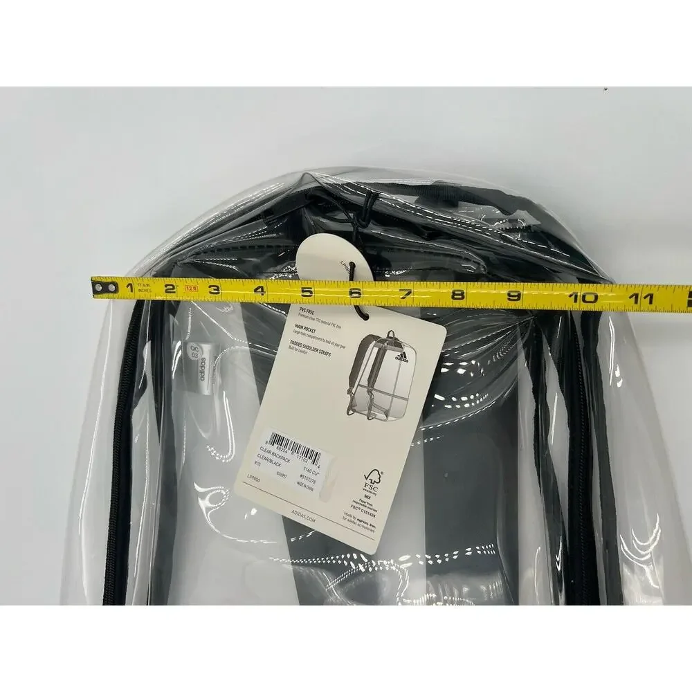 Adidas Clear Backpack Clear/Black Unisex‎ Training Bookbag NWT